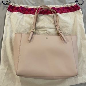 Tory Burch York Small Saffiano Leather Tote Bag, Light Oak